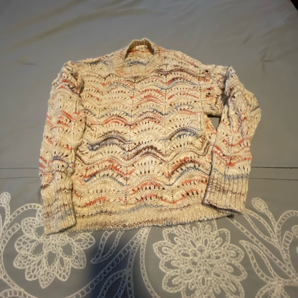 a.n.a Cream and Orange Knit Sweater